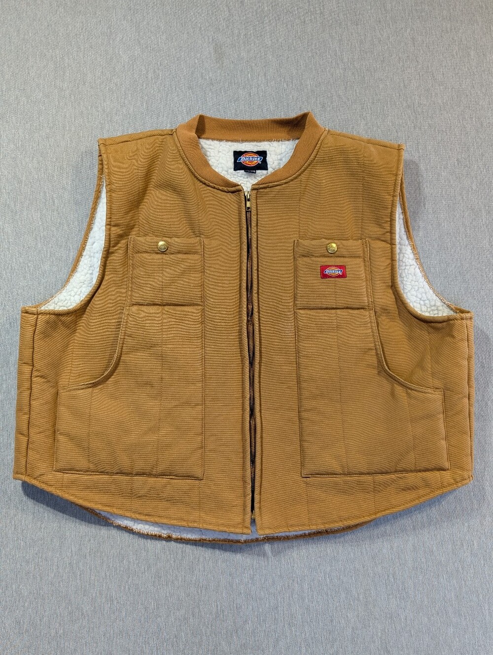 Dickies Canvas Work Vest Men's 2XLT Brown Sherpa Lined